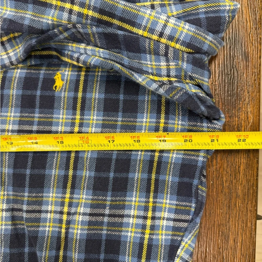 Ralph Lauren Men's Navy and Yellow Plaid Shirt
